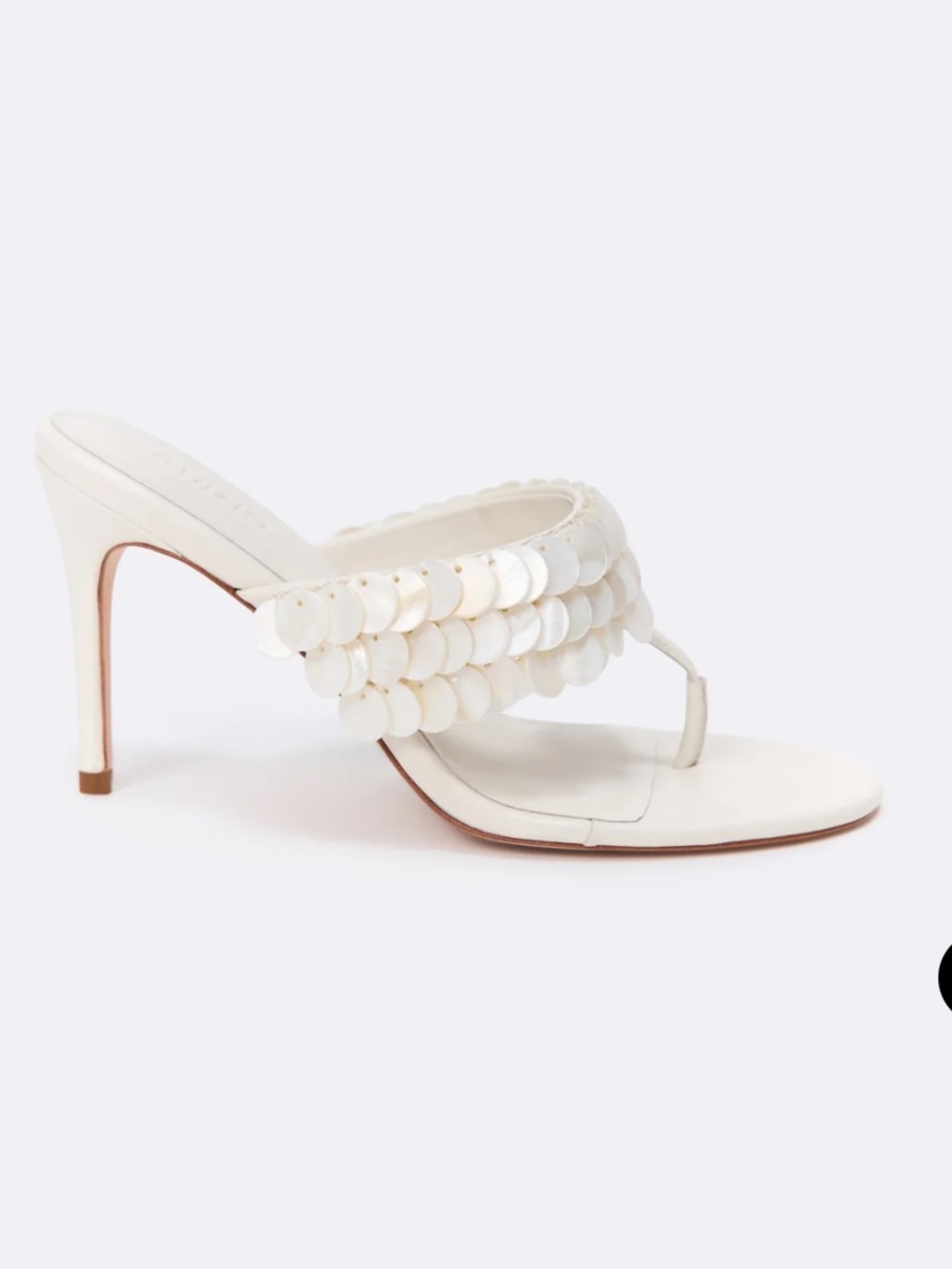 Guizio White Sequin Thong High Heel Sandal